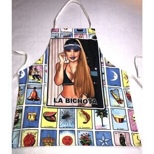 Apron La Bichota Karol G Columbian Singer Mexican Bingo Loteria Kitchen Cocina